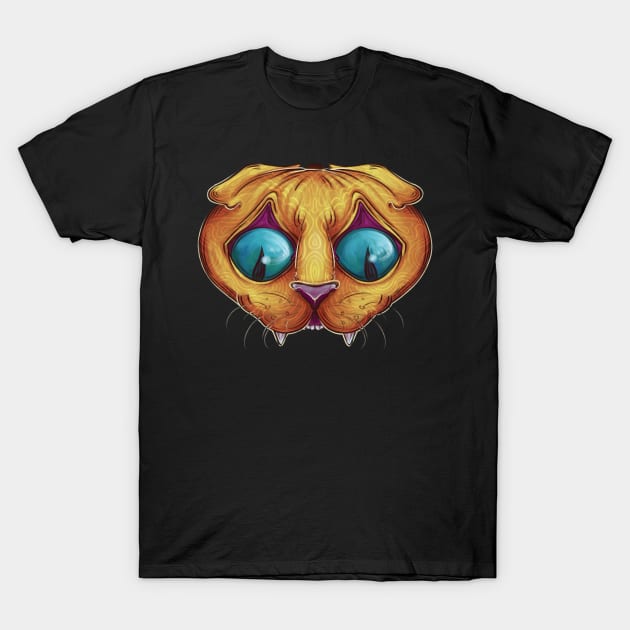 Cat with Funny Face T-Shirt by NevermindOnArt